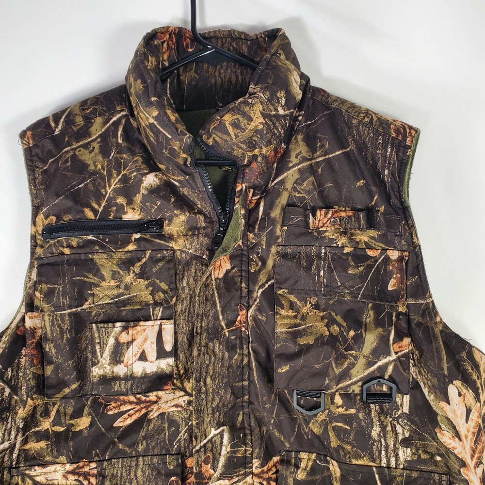 Oscar Sports Mens Camo Hunting Vest Woodland Camouflage Utility Pockets Medium